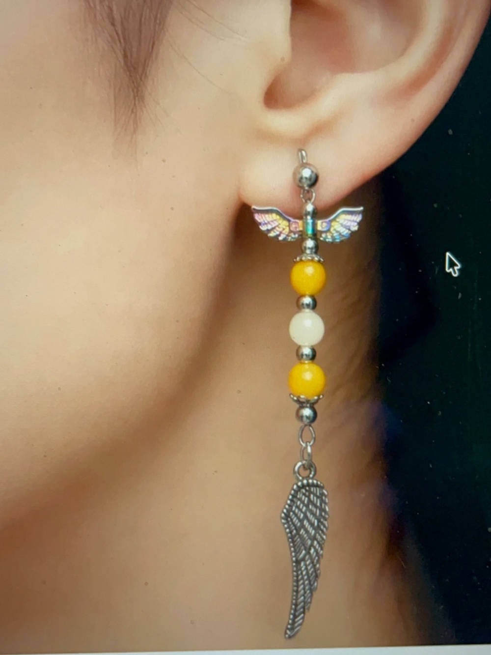 Archangel Jophiel Wings Post Dangle Earrings